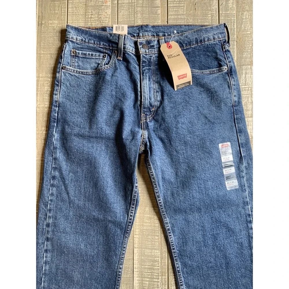 LEVI'S‎ 505™ Regular Fit Men's Jeans, Dark 34x36 - Dark Wash NEW NWT Stretch